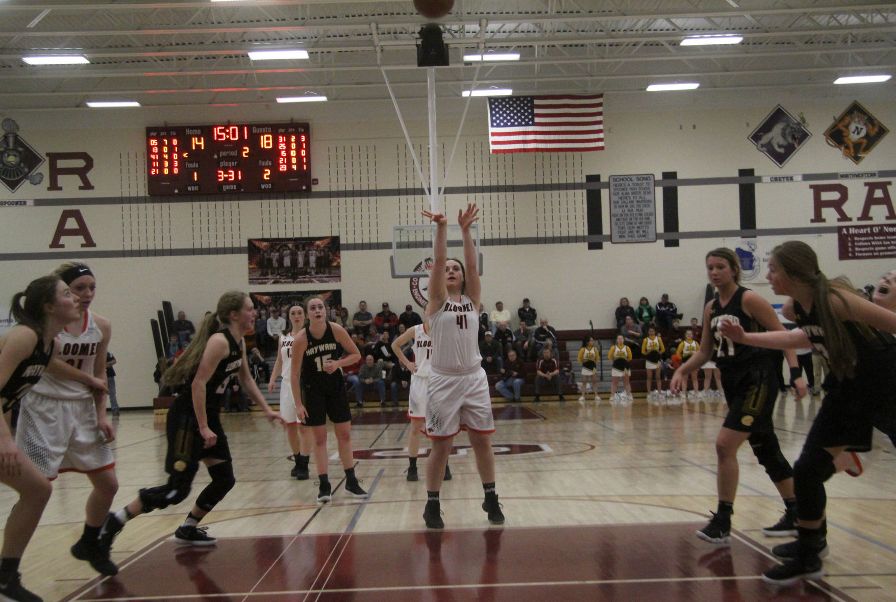 Bloomer girls basketball vs Hayward at Spooner 3-1-18